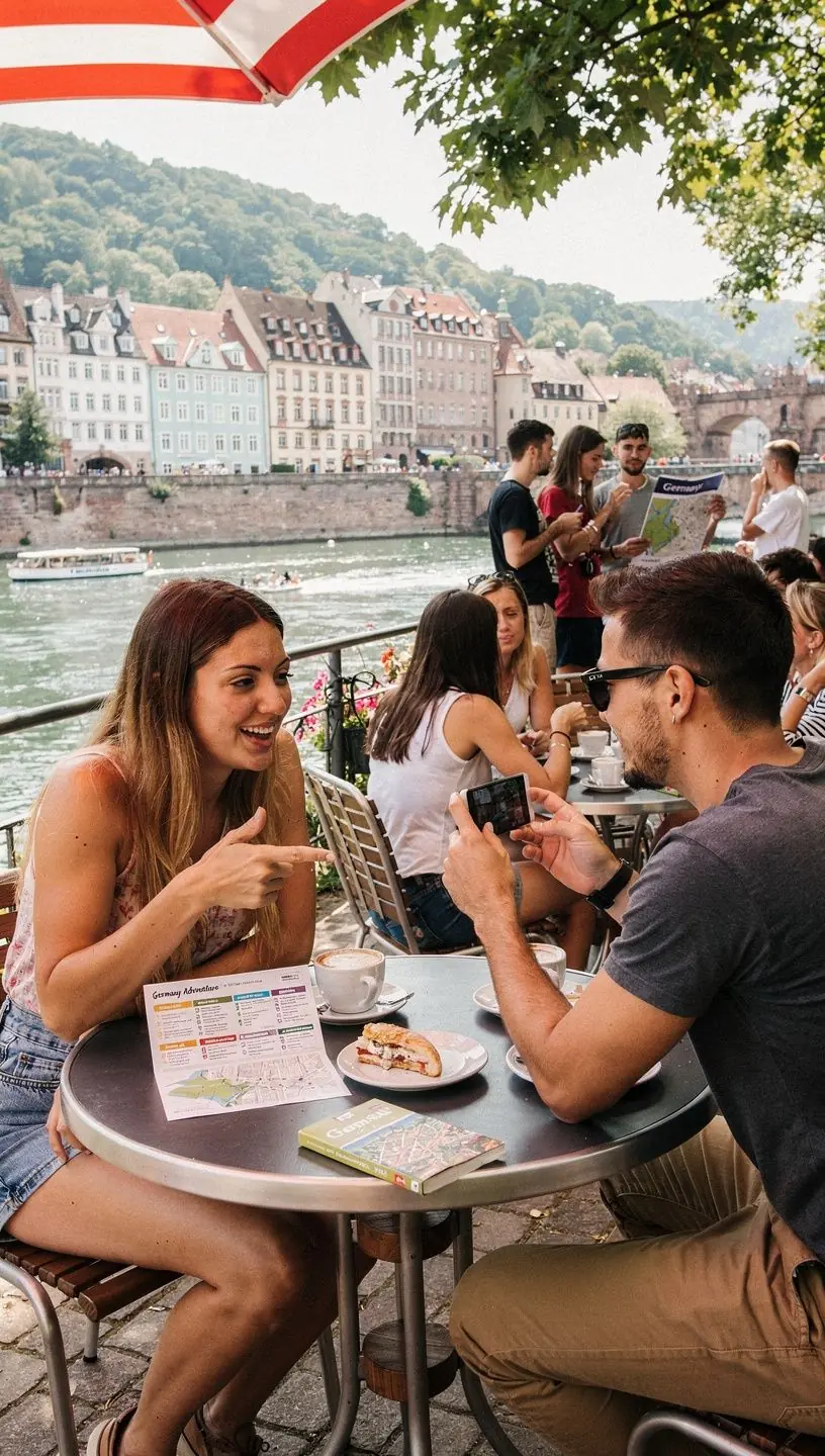 Gedruckter Reiseplan mit detaillierten Routen und Sehenswürdigkeiten für Deutschlandreisen